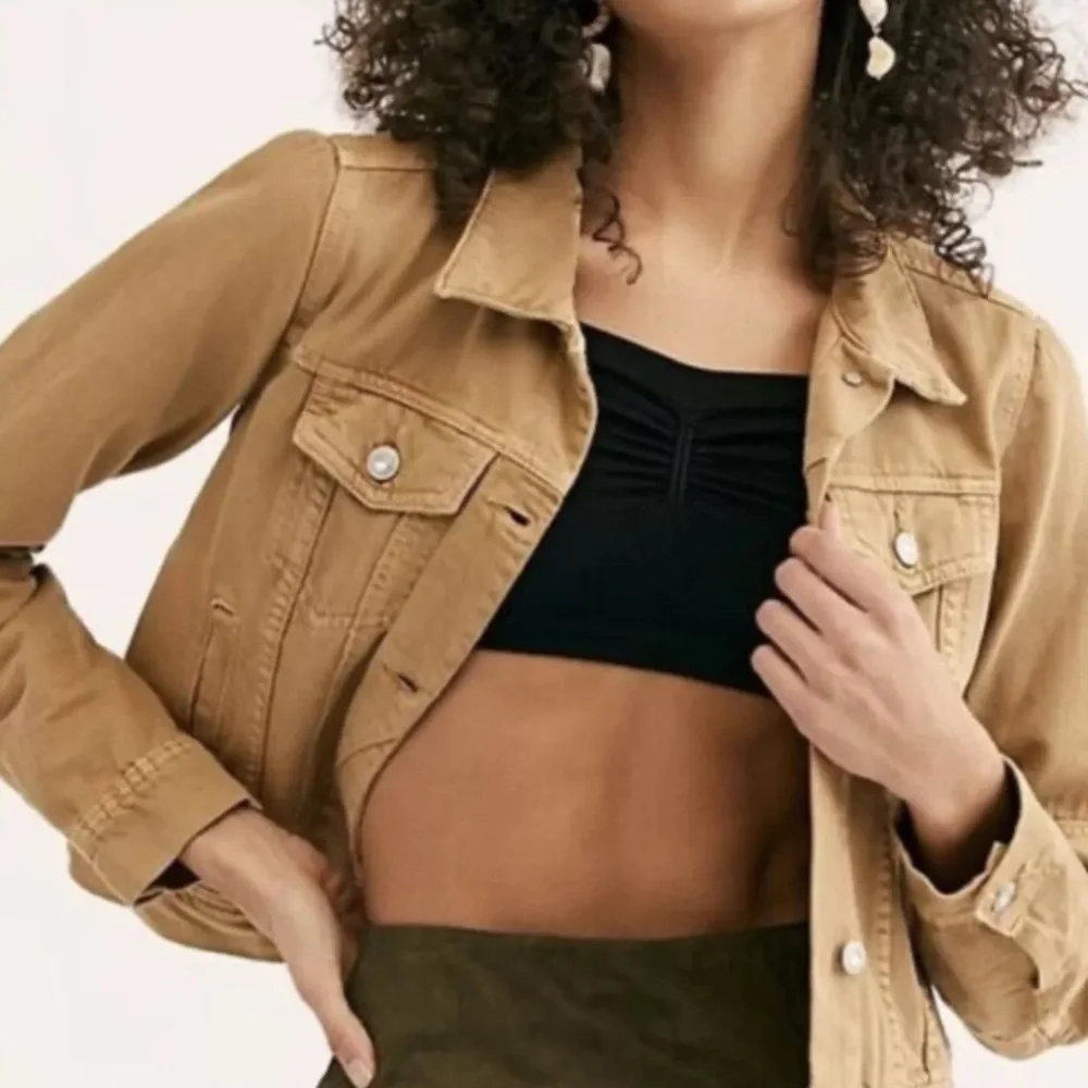 Free People Rumors Denim Jacket Warm Sands Womens Small - Picture 10 of 12